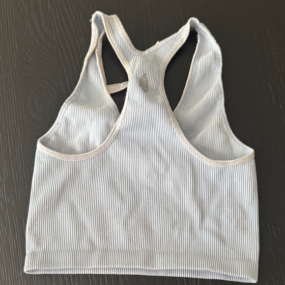 Light blue Ribbed Racerback Tank Top - Picture 2 of 5